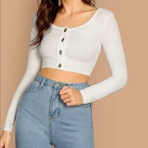 White Crop Long Sleeve